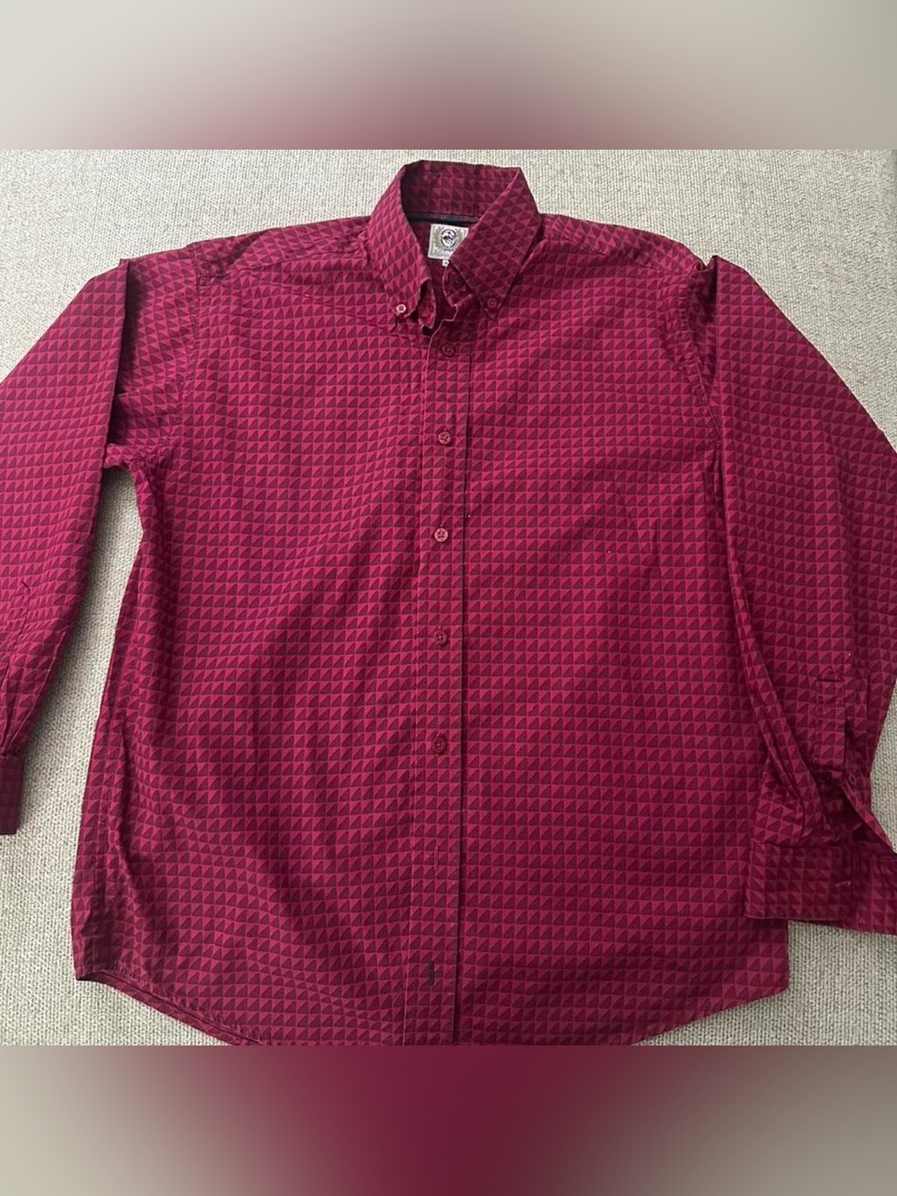 Men's Burgundy Geometric Button-Down Shirt
